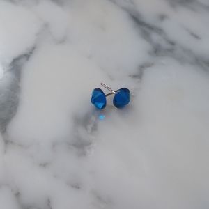 Swarovski elements earrings white gold over sterling silver royal blue round